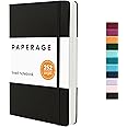 PAPERAGE Lined Journal Notebook, (Black), 252 Pages, Medium 5.6 in x 8 in - 100 GSM Thick Paper – Hardcover Journaling Notebook for Work, School & Note Taking