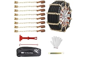 Qoosea Snow Chains 8Pcs Tire Chains Snow Chains for Car SUV Tire Chains with Tightening Buckles Universal Anti-Slip Snow Tire Chains Tire Cables Durable Chains for Tires Heavy Duty
