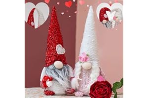 unanscre Valentine's Day Gnome Plush Elf Decorations - 2PCS Mr & Mrs Handmade Magnetic Hat Swedish Gnomes Tomte Dolls for Valentine's Day Home Table Ornament, Party Favor Gifts, Tiered Tray Decor