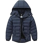 TUNICCE Boy's Quilted Winter Coat Waterproof Warm Jacket with Detachable Hood Windproof Outdoor Parka