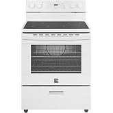 Kenmore 5.2 cu ft. Rear Control Electric Range - White | 4 Cooktop Elements - Steam Clean Oven &amp; Hidden Bake for Easy Cleaning - Ultra-Durable Chrome Racks &amp; Storage Drawer