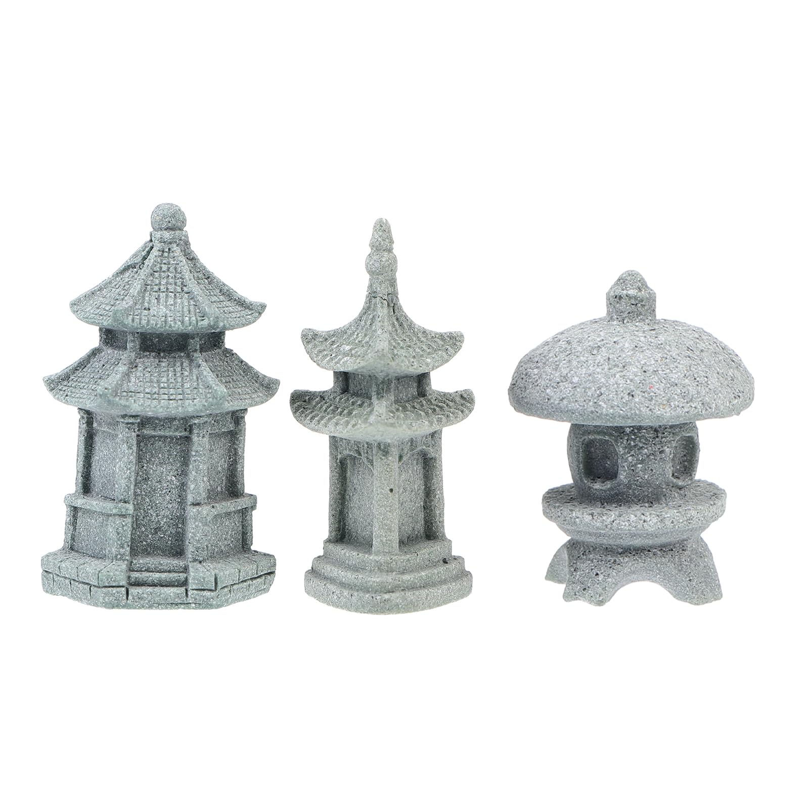 Cabilock Chinese Garden Ornaments Outdoor Mini Pagoda Set 3 Japanese Style Zen Garden Accessories for Patio Bonsai Micro Landscape Decoration