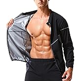 LAZAWG Sauna Suit for Men Long Sleeve Sweat Shirt Zipper Sauna Jacket Top for Gym Workout Exercise