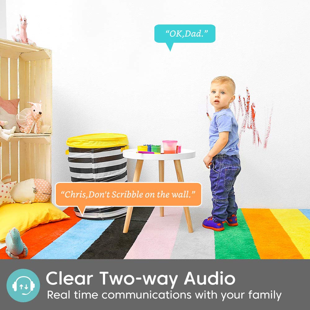 Linkind Indoor Security Camera, 1080p WiFi Smart Home Camera with Wide Angle Lens/Motion Detection/2-way Audio, IR Night Vision, MicroSD Support(Not Included), White