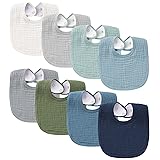 Konssy Muslin Baby Bibs 8 Pack Baby Bandana Drool