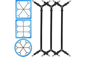 Tuyeabc Bed Sheet Holder Straps, 3 PCS/12 Ways, Adjustable Crisscross Bed Sheet Clips, Elastic Bands Suspenders Keeping Fitted Bedsheet in Place for Twin Queen King Mattress, Bed Sheet Fasteners