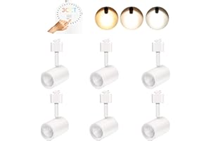 CLOUDY BAY LED Track Lighting Heads,3000K/4000K/5000K Selectable,Dimmable 8W,CRI90+ True Color Rendering Adjustable Tilt Angle Track Light,White,Halo Type,Pack of 6