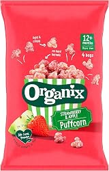 Organix Puffcorn Strawberry & Apple Organic Toddler Snack 4 x 10 g Bags Pack 3 view 6
