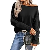 Saodimallsu Womens Off The Shoulder Sweater Boat Neck Batwing Sleeve Knit Pullover 2025 Cute Casual Trendy Jumper Tops