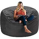 HABUTWAY Bean Bag Chair 3Ft Luxurious Velvet Ultra Soft Fur with High Rebound Memory Foam Bean Bag Chairs for Adults Plush Lazy Sofa with Fluffy Sponge 3' (Grey)