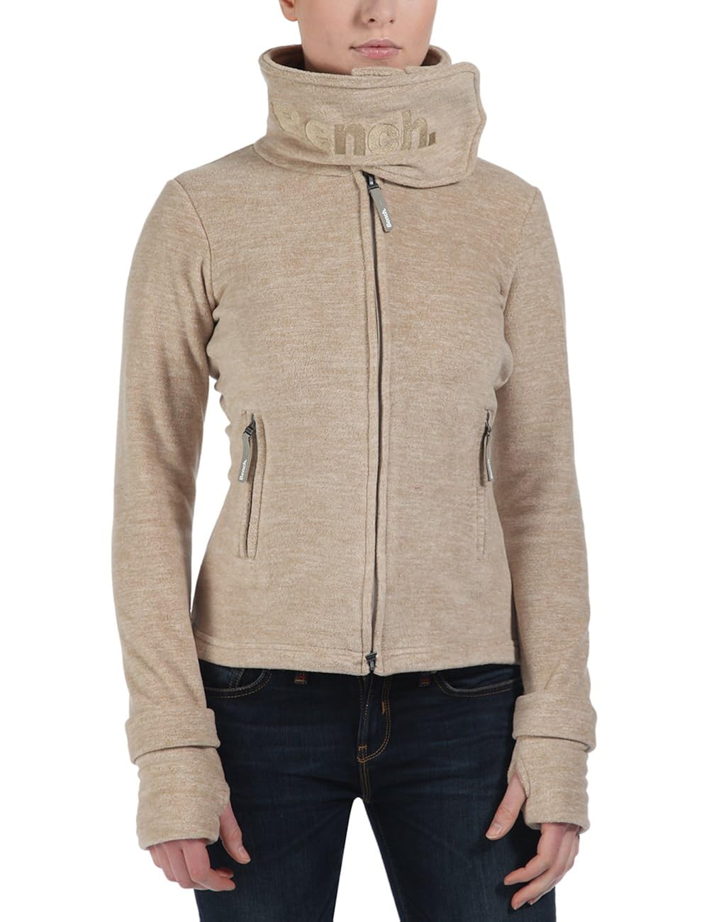 Bench Damen Sweatshirt Fleecejacke Funnel Neck H beige (Simply Taupe