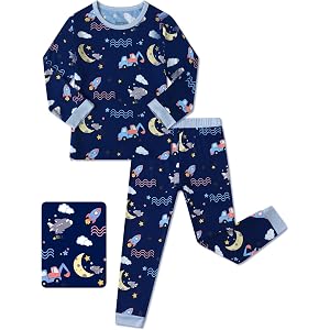 JunNeng Bamboo Viscose Toddler Boys' Pajamas 2 Piece Sleepwear PJs 12M-7Y | Snug Fit, Long Sleeve, Breathable, Lightweight, S