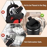 MOMSIV Insulated Coffee Cup 380ml Leakproof Lid Non-Slip Stainless Steel Black view 6