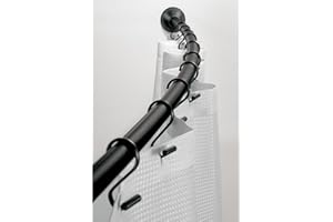 INTERDESIGN iDesign Curved Metal Shower Curtain Rod, Adjustable Customizable Curtain Rod for Bathtub, Stall, Closet, Doorway, 41-72 Inches, Matte Black,79077