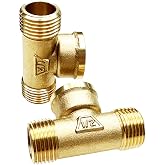 DILIGUALA 2PCS Brass Tee Pipe Fitting 1/2" NPT Male x 1/2" NPT Female x 1/2" NPT Male, Heavy Duty Brass Connector for Water, Oil, Gas, Plumbing, Air and Fuel Line