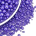 Edible Pearl Purple Sugar Sprinkles, 130g/4.58oz, Purple Ball Pearls Sprinkles for Cake Decorating, Cupcake Toppers, Edible Cake Decoration