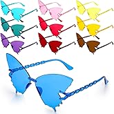 Xuhal Rimless Butterfly Sunglasses for Women Colorful Butterfly Shaped Glasses for Party Favors