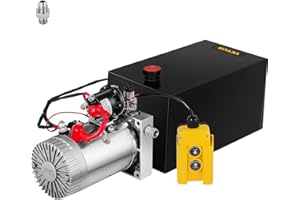 Mophorn Hydraulic Power Unit 6 Quart Hydraulic Pump Single Acting 3200 PSI Max Power Unit for Dump Trailer Car Lifting 12V DC (Steel, 6 Quart/Single Acting)