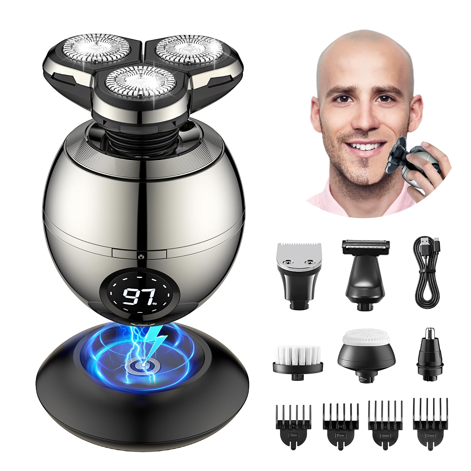 Original Wireless Razor iWarmbase Electric Razor for Men, Professional 5-in-1 Men's Electric ...