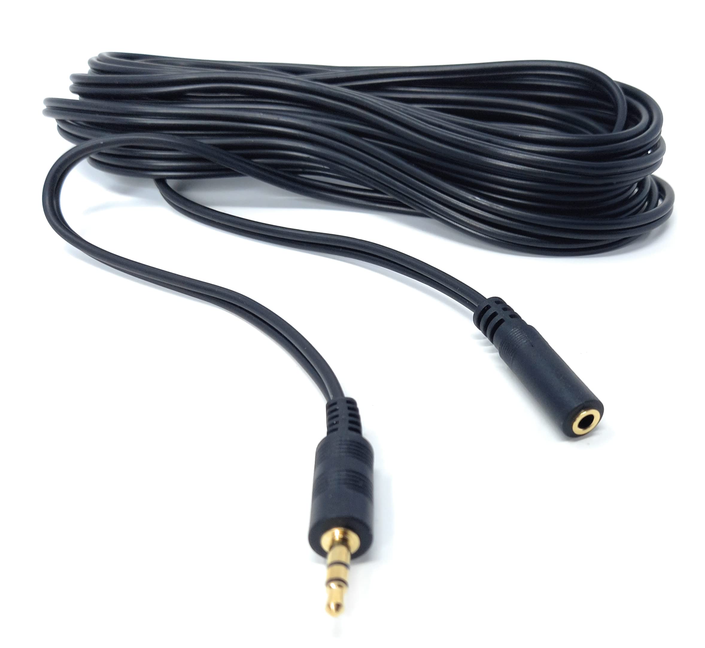 DRUT 5m 3.5mm to 3.5mm Stereo Audio Extension Cable Lead Male to Female Gold Connectors 16.5ft Black