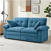 84" Chenille Loveseat Sofa, Deep Seat Cloud Couch for Living Room &ndash; 2-Seat Modular Sofa with Pillow Back &amp; Pillow Arms, High-Density Foam Fill, 400 lbs Capacity, Modern Apartment Couch, Blue