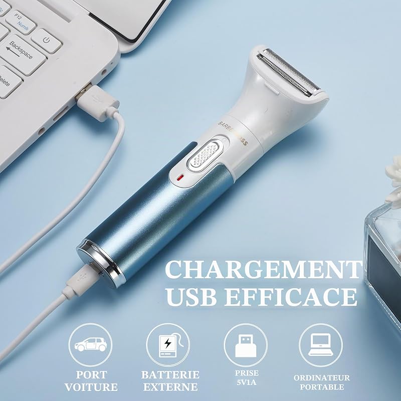 Rasoir électrique 3 en 1 pour femme sans douleur – Portable rechargeable pour le visage, les bras, les jambes, les aisselles et le bikini QR-8082