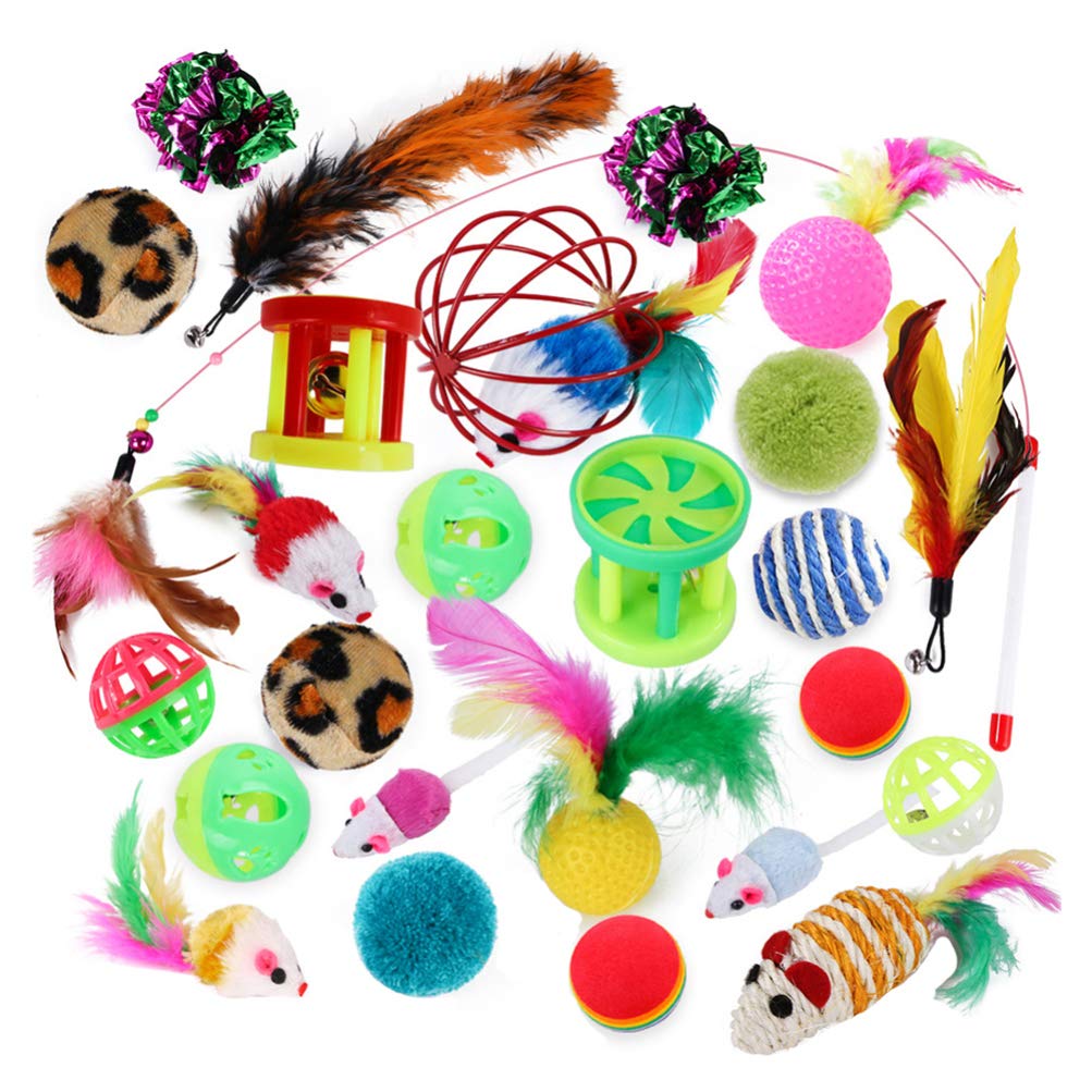 26Pcs Cat Toy Set Funny Cat Stick Mouse Sisal Ball Value Combination 26 Piece Set Pet Toy