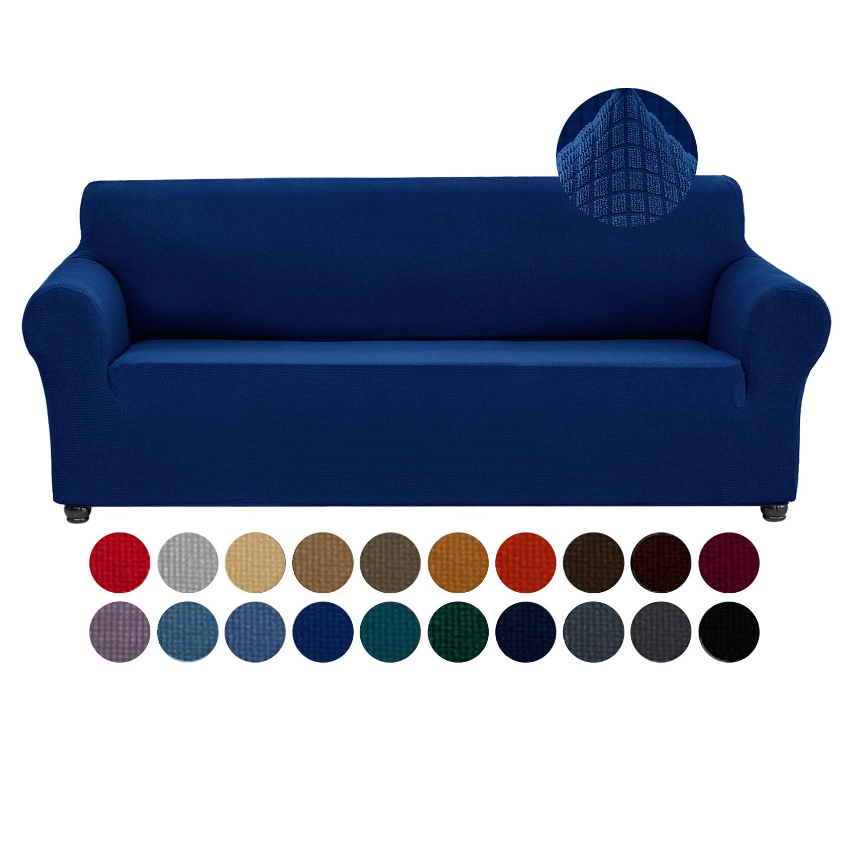 Photo 1 of Joccun Stretch Couch Cover Slipcovers, 1-Piece Sofa Covers for 3 Cushion Couch Spandex Jacquard Washable Furniture Protector Cover for Living Room,Kids,Pets(Sofa,Classic Blue)