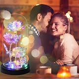 Touloube Light Up Galaxy Rose Gift for Women, Glass Dome, Romantic Decor view 5