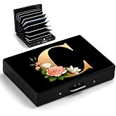 Initial C Metal Wallet Credit Card Protector Case Equipped RFID Blocking | with Pop-Up Button Slim Business Cards Holder Aluminum Cards Case Exclusive Initial C Gifts for Women Men