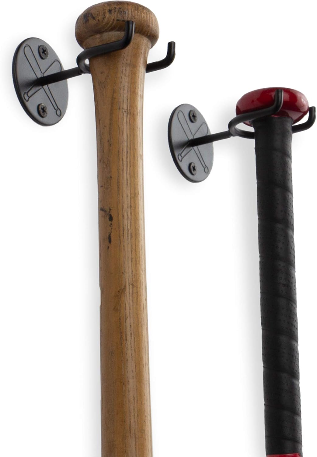 Wallniture Sporta Wall Mount Baseball and Bat Display Memorabilia Holder Collectibles Rack Black Set of 2 : Sports & Outdoors