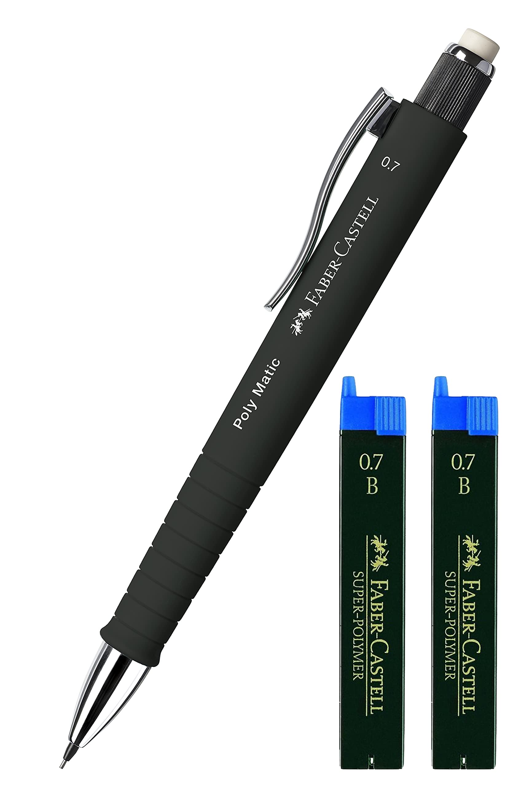 Faber-Castell 133353 Mechanical Pencil Poly Matic, 0.7 mm (Black + Refills)