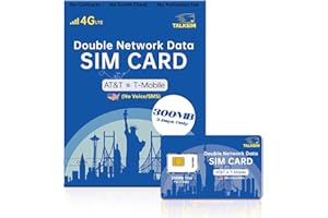 TALKSIM Prepaid 5G/4G LTE Data SIM Card Support AT&T, T-Mobile Network, USA Data Only SIM Card for Unlocked Security Cameras/Smart Phone/Tablet/Mobile WiFi Hotspot/Smart Watch, No Contract