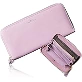 VOICE Align type Long wallet Leather made by MASINI in Italy Cowhide ART.Pitti Women's Elegant and easy to use Vertical card case In gift box (Mistiness-Pink)