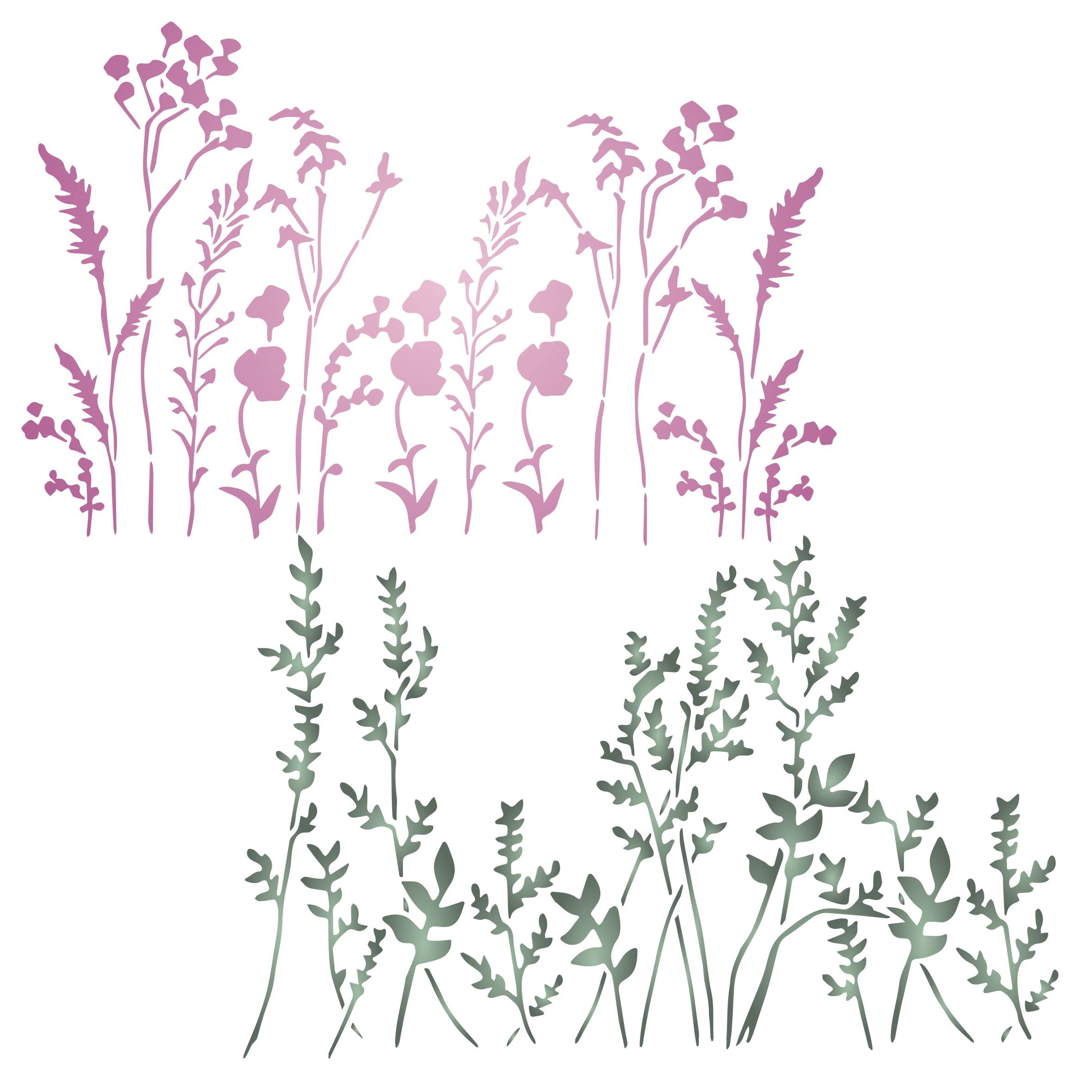 Stencil Company 2X Grasses Stencil, 2pc - Add Texture & Design to Surfaces with Reusable Template