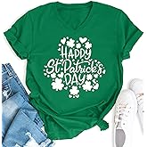 YZMI Womens St Patricks Day Shirt V Neck Irish Shamrock Paddy's Day Graphic Tee Tops