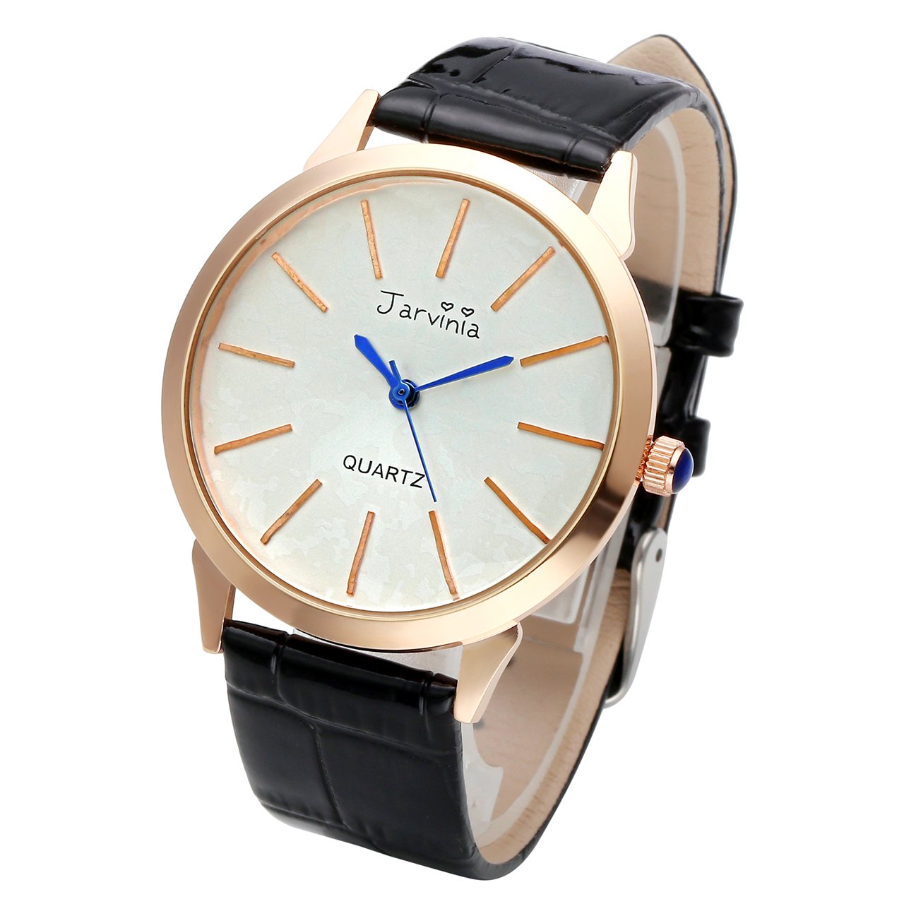 JSDDE Uhren,Elegant Frauen Armbanduhr Einfach Skala Damenuhr Echtleder Armband Rosegold Analog Qaurzuhr J626M,Schwarz