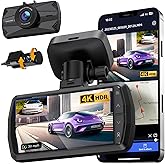 YEECORE Dash Cam Front and Rear, Real 4K+1080P Dual Dash Cam, Built-in WiFi GPS, 3.3 Inch Eye-Care Screen, HDR Night Vision, 