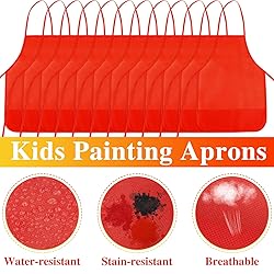 BOUBONI 12 Pieces Red Kids Painting Aprons With 2