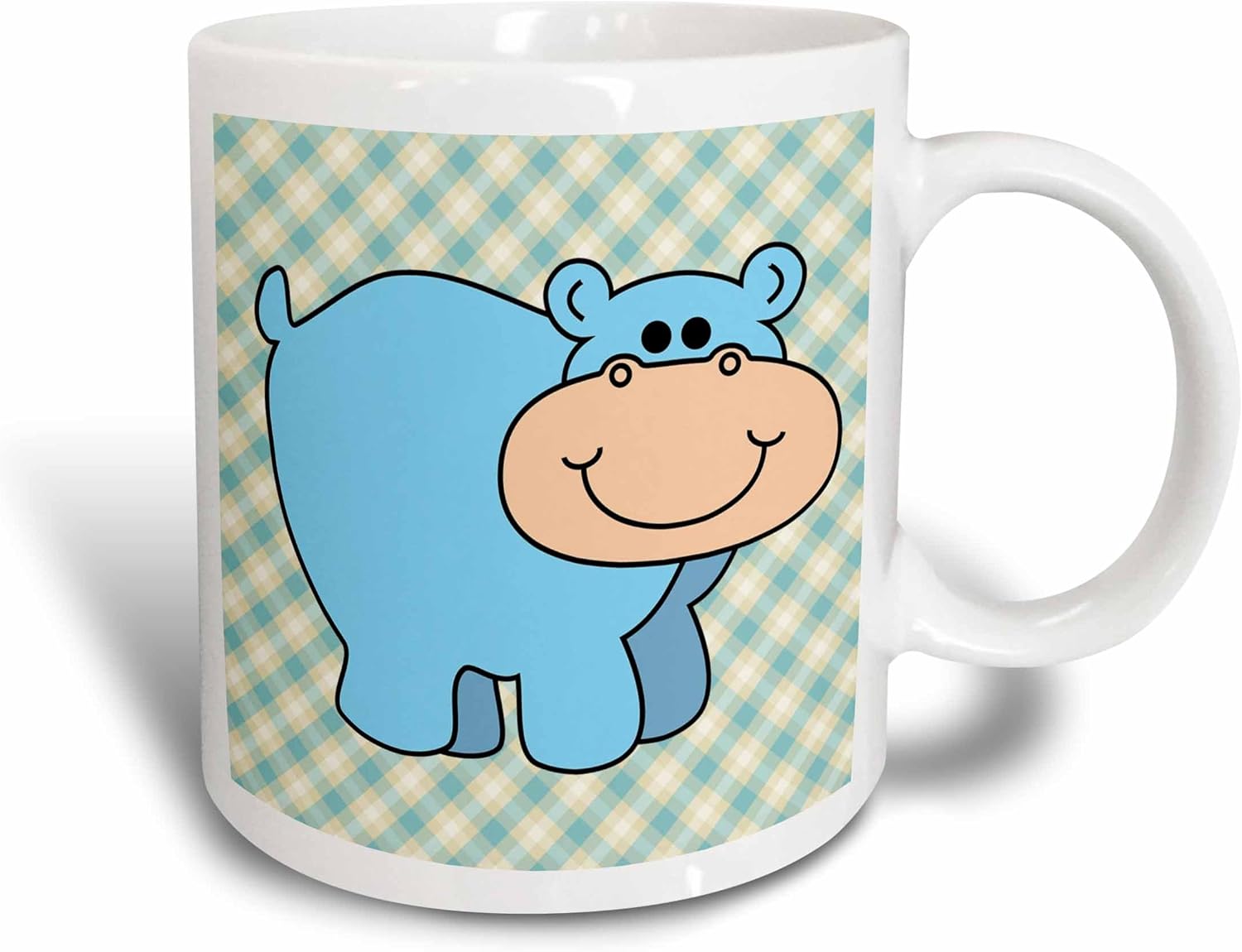3drose Mignon Petit Bebe Bleu Clair Hippopotame Dessin Anime Vichy Plaid Fond Mug En Ceramique Blanc 11 43 X 8 45 X 12 7 Cm Amazon Fr Cuisine Maison