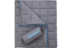 KingCamp Ultralight Camping Blanket, Packable Down Alternative Puffy Wearable Blankets Weatherproof Warm Package Quilt with Snap Buttons for Outdoor Hiking Travel Picnic Stadium (69" x 53", Charcoal)