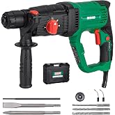 Deshuo 1" SDS-Plus Lightweight Rotary Hammer Drill for Concrete/Masonry | 9 Amp Corded Electric 7.2 Lbs 4 Functions &amp; Reverse Variable Speed Safety Clutch Rotomartillo w/ 3 Drill Bits 2 Chisels Case