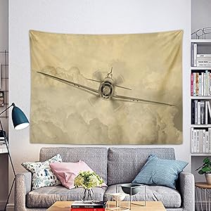 Remain Unique Tapestry Ww2 Vintage of World War Era Fighter Plane Known As George by The Allies Bomber Wall Hang Decor Indoor House Made in Soft