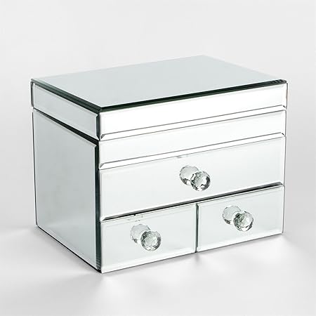 Sophia Mirror Glass 3 Drawer Jewellery Box Amazon Co Uk Kitchen