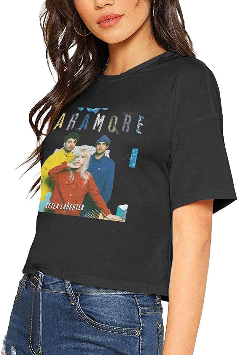 NEWFUNY Funny and Novelty Women's Paramore After Laughter Crop Tops Short Sleeve Casual Cotton Blouse Dew Navel T-Shirt