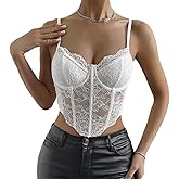 KYKUSS Lace Corset Top V Neck Elastic Straps for Party Streetwear Going Out Party Corset Tops for Women Bustier