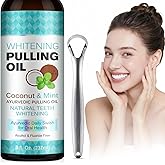 Peppermint Coconut Oil Pulling Mouthwash, Fast Acting &amp; Visible Effect in Days, Deep Cleaning for Teeth &amp; Gum, Fresh Breath, Alcohol-Free Natural Rinse Kit with Tongue Scraper for Adults &amp; Kids