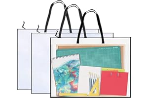 DPEI XUAN 3 Pieces Art Portfolio Bag Poster Storage Bag, with Zipper and Handle Posters Organizer Transparent White Bag for Large Posters, Poster Board, Painting, Bulletin Boards (19 x 25 inch)