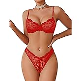 Avidlove Women's 2 Piece Lace Underwire Bra and Panty Sets Sexy Push Up Lingerie Set for Women