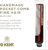 KENT Handmade Fine Tooth Pocket Comb 11.2cm Leather Tab Case Styling view 2